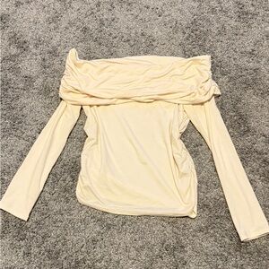 Reformation Cream Off-Shoulder Blouse